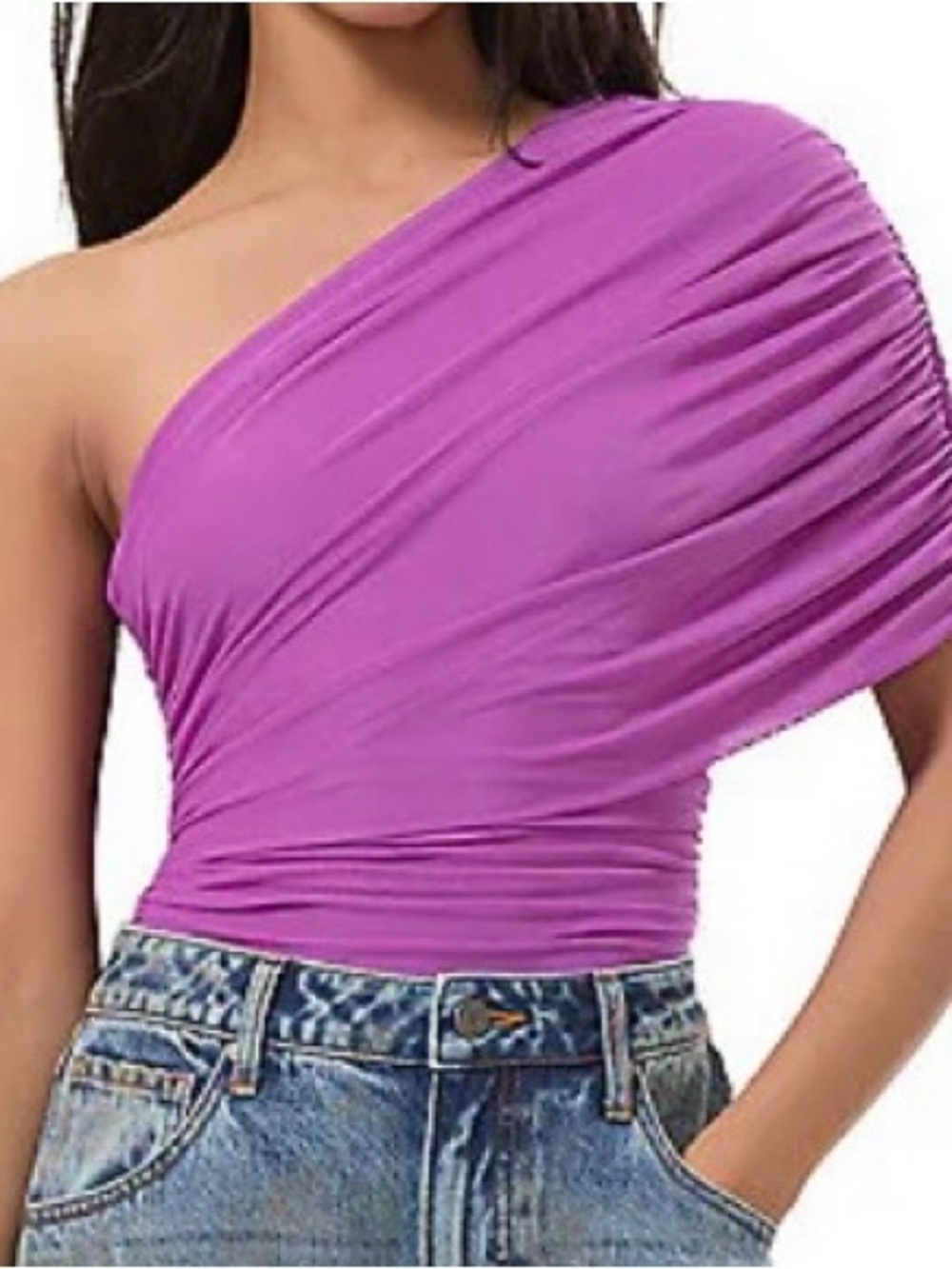 AFRM One-Shoulder Ruched Top - Violet Purple - Picture 6 of 7